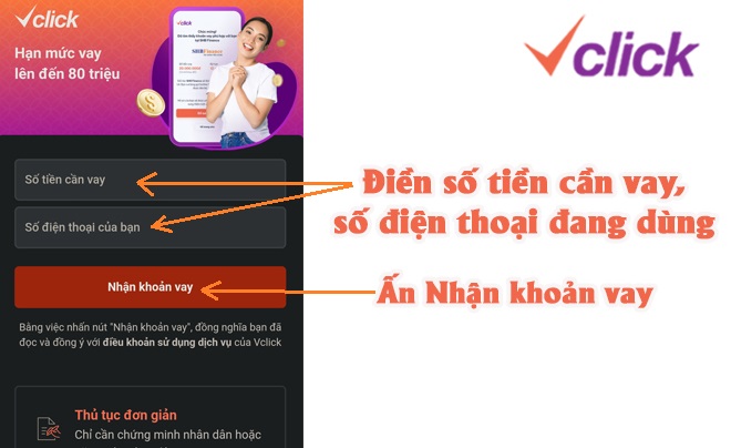 Vay tiền online Vclick trên app My Viettel