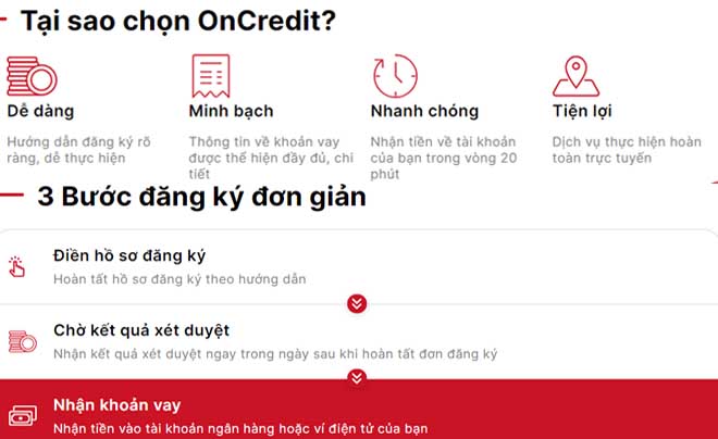 vay online OnCredit trong 5 bước